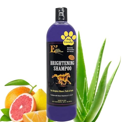E3 Brightening Shampoo for Horses 32oz - Enhances Coat Color, Deep Cleansing, Moisturizes & Conditions, Gentle Formula, Vet Approved