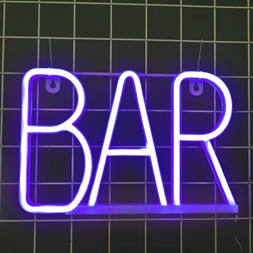 Bar Neon Sign Led Signs for Home Bar Pub Party Wall Decor for Business Valentines Gift (Purple)