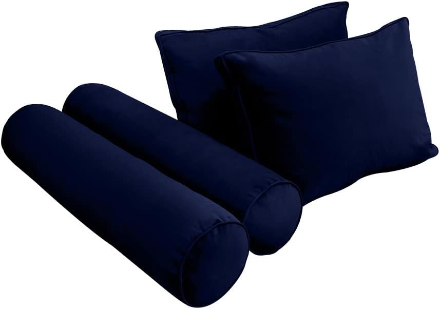 Prolinemax Style V1 Twin Size Velvet Pipe Trim Indoor Daybed Bolster Pillow Cushion Mattress Fitted Sheet |Cover ONLY| AD373