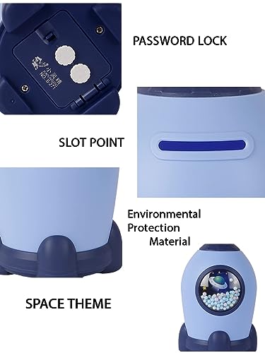 Image of Money Saving Bank with Coin Slot / /Creative Cartoon Design Money Bank / /Plastic Piggy Bank for Boys & Girls (Pack of 1) (Rocket - SkyBlue)