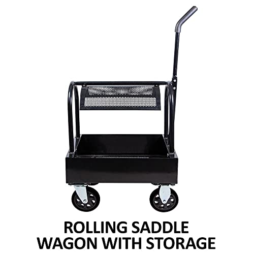 Easy-Up Saddle & Grooming Box Cart | Built-in Storage Box | Accommodates Western or English Saddles | Heavy Duty Caster Wheels | Durable Construction | 5-Year Warranty - Thumbnail 2