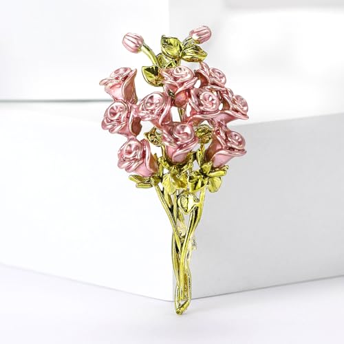 Image of Rhinestone Flower Brooches for Women Enamel Floral Brooch Lapel Pins for Mom Wife Elegant Dress Accessories Mother's Day Jewelry Gifts