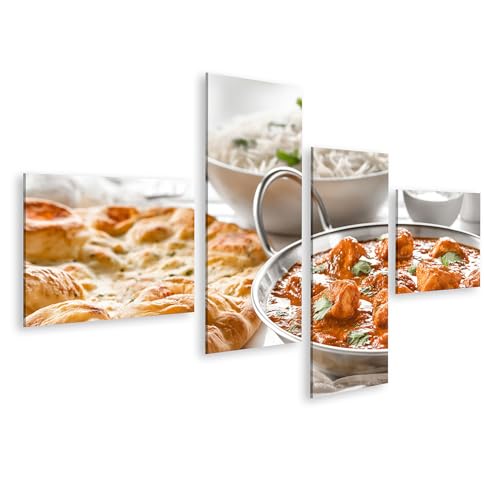 islandburner Tableau sur toile - Motif curry indien exotique - Pour la cuisine - Parfait pour les gourmets - 4 pièces - Édition G1