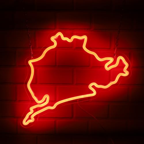 Image of Nurburgring Neon Sign Dimmable LED Light for Racing Tracks, Neon Wall Decor, Ideal for Bedrooms, Garages, Game Rooms, Men's Spaces, and Racing Fan Gifts (14 x 12 inches)