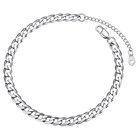 FOCALOOK Silver Adjustable Cuban Anklet Cover