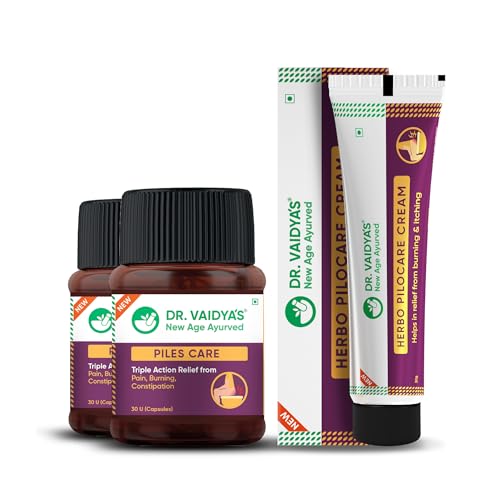 Dr. Vaidya's Piles Management Combo | Ayurvedic Medicine for Piles, Hemorrhoids, Fissure & Fistula Relief | Herbal Capsules + Healing Cream | Natural Formula with 10+ Herbs (Pack of 2)