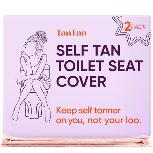 Tan Fan Self Tan Toilet Seat Cover - 100% Silky Stain-Resistant Poly - Protects Your Loo from Self Tanner Stains - Large Size, Fits All Toilets, Non-Slip, Reusable, Quick Wash + Dry (2 Pack Pink)