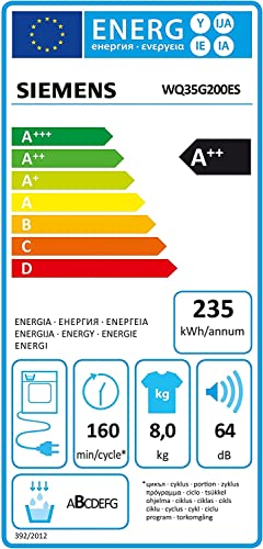 Miniatura 8 de Siemens - Secadora Con Bomba De Calor, 8 Kg, Autodry, Programa Rápido, Blanca, Wq35g200es