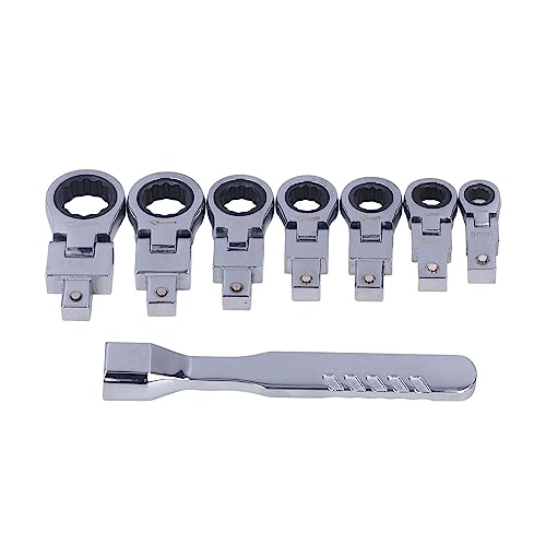 Tocekat Jeu de Cés à Cliquet Flexibles de 8 Pièces, Kit d'outils en Acier allié à tête Flexible à 180 ° Clés à Cliquet Métrique 8-19 mm pour Travaux Ménagers Réparations Auto Garage Atelier – vue 8