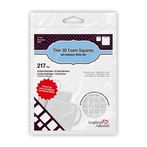 Scrapbook Adhesives by 3L 3L Scrapbook Adhesive Permanent Thin Pre-Cut 3D Foam Squares, Mixed Variety, 217/pk, White (1616) Cover