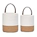 Lot de 2 paniers à suspendre en corde de coton tissée, petit panier tissé avec poignée en cuir, rangement de placard, paniers de rangement à suspendre au mur pour plantes de fleurs (S + L)