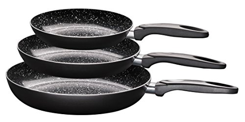 KING Pfannen-Set Aluminium (Set 4-tlg je 1x Bratpfanne Ø 20 cm - H 35 cm Ø 24 cm - 4 cm Ø 28 cm 5 cm) Induktion schwarz