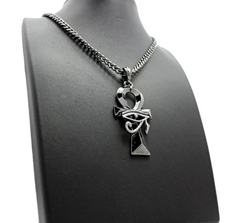 Fashion 21 Egyptian Micro Breath Of Life Ankh Pendant 24" Various Chain Necklace In Hematite Tone (5Mm 24" Cuban Chain) #TOP6