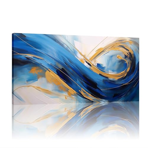 Impressions d'art encadrées bleu doré sur toile canvas haute définition
