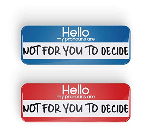 HELLO MY PRONOUNS ARE NOT FOR YOU TO DECIDE distintivo pin pronome, 25x70mm, LGBTQ+, LGBT