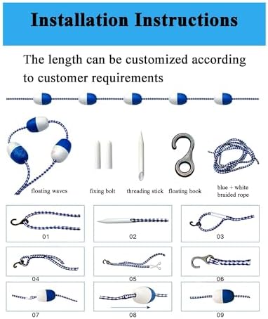 Swimming Pool Safety Rope Float Kit Professional Competition Divider LineFloating Pool Lane Divider, Durable Nylon Rope with Buoy Balls for Safe and Clear Swimming Lane Marking in Inground P