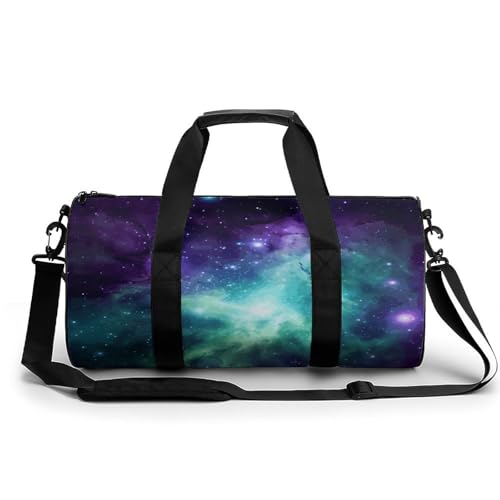 Sac de week-end galaxie verte bleu violet grand format 45 cm pour homme et femme