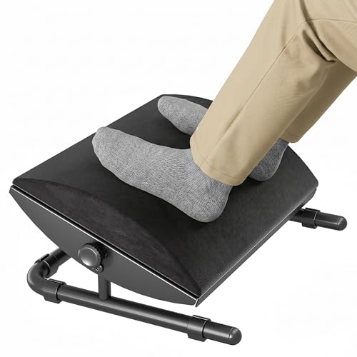 PEGZONE Ergonomischer Fußständer unter Schreibtisch verstellbarer Fußständer mit abnehmbarem Memory Foam und rutschfestem Stahlbasis waschbares Gehäuse für Heimarbeit und Studium Schwarz