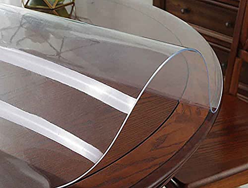 Clear Round Table Cover Protector Vinyl Waterproof Plastic Tablecloth Anti-Hot Table Mat Transparent Tablecloths Circle Table Top Protector For Coffee Table, Dining Room Table (Dia.64 Inch,Clear) #TOP3