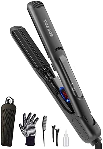 TOSAGE Hair Iron Steam Straightener, Professional Flat Iron Salon Ceramic Tourmaline Styler with Floating Plates for Hair Styling Curling, Straightener with Dual Voltage for All Hair Type