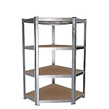 Metalowe Półki Narożne I MDF Półka O wysokim przepływie do 700 kg Z 4 Regulowanymi Półkami Idealny Do Garażu Warsztat Piwnica Magazyn Modułowa Projekt 160 x 70 x 40 cm