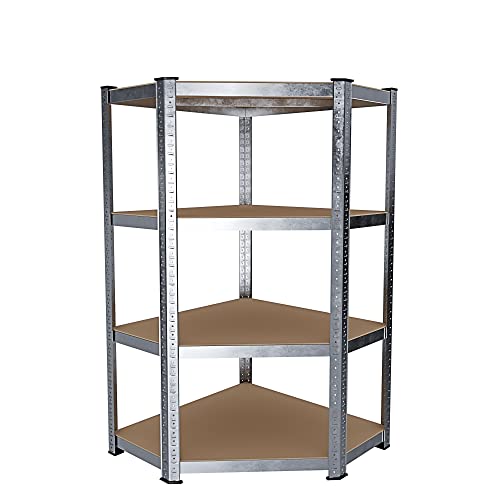 Metalowe Półki Narożne I MDF Półka O wysokim przepływie do 700 kg Z 4 Regulowanymi Półkami Idealny Do Garażu Warsztat Piwnica Magazyn Modułowa Projekt 160 x 70 x 40 cm