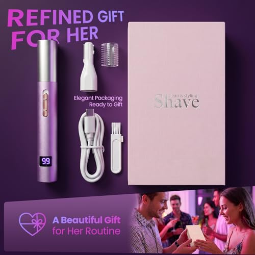 Image of Nose & Ear Hair Trimmer for Women and Men, 2026 Painless USB Rechargeable Facial & Eyebrow Trimmer Clipper with LED Display for Easy Cleansing, Portable Grooming Kit,Gift Box Included (Pink)