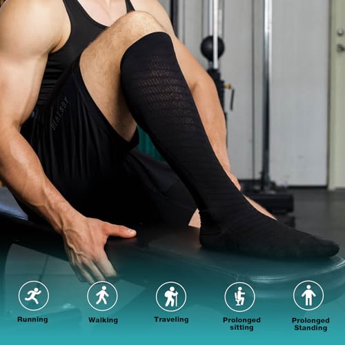 Compression Socks for Men & Women (2/4/6 Pairs) 20-30 mmHg Graduated Compression Knee High for Running, Athletic