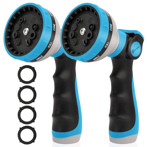 AUTOMAN Garden Hose Nozzle Sprayer - 10 Spray Patterns 2 Pack Thumb Control Water Hose Nozzle Outdoor Heavy Duty Spray Nozzles for Watering Garden Cleaning Window Washing Car Showering Pets