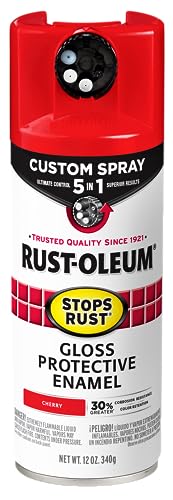 Image of Rust-Oleum Stops Rust Custom 5-in-1 Spray Paint, Gloss Cherry | Rust Preventive Enamel, Multi Surface (Metal, Wood and More), Adjustable Dial for Better Control, Fast Dry, Comfort Tip