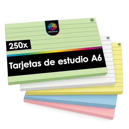 OfficeTree 250x Flashcards A6 - A Righe 5 Colori -