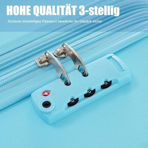 Kofferset 2-delig, bagage met cosmeticatas, harde koffer middelgroot, beautycase, handbagage 4 wielen, ABS-materiaal, TSA-slot, reiskoffer, koffer, trolleys, harde schaal, koffersets, blauw, Kofferset - Image 6