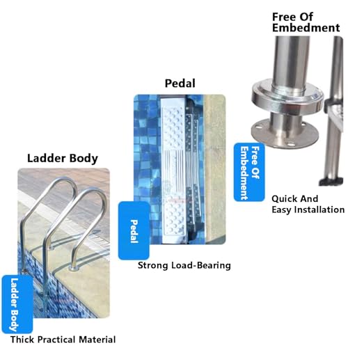Escalera de piscina 2 peldaños acero inoxidable miniatura 3