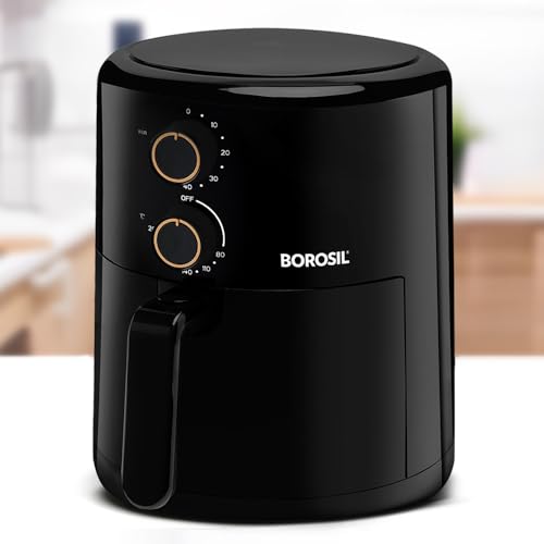 Borosil Best 3.5 L Air Fryer | 4 in 1 Function with QuickFry Technology, Auto Off Function | Air Fryer for Bake, Grill, Roast, Reheat etc. | 90% Less 