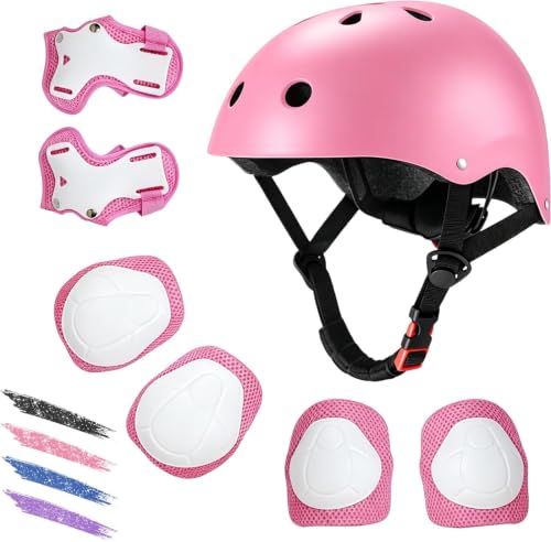 Adjustable Helmet for Kids Ages 8-14 with Knee and Elbow Pads, Wrist Guards