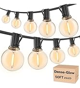 RTTY Dense-Glow Outdoor String Lights 50ft, G40 Led Patio Globe Lights with 26pcs Plastic Bulbs, ...