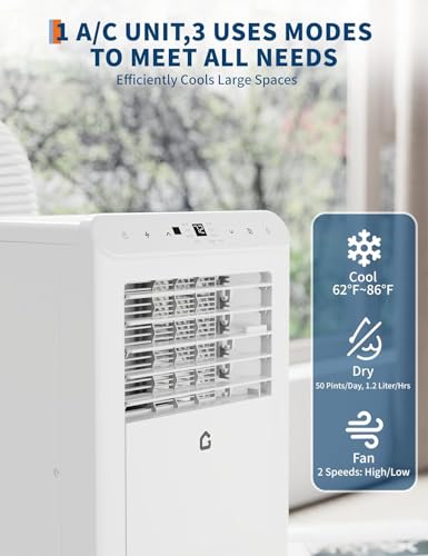 Image of Garvee 8,000 BTU Portable Air Conditioner, 3-in-1 Portable AC Unit with Cool, Dehumidifier & Fan Modes, Covers Rooms up to 350 sq.ft, Sleep Mode, Remote Control, Timer & Full Window Kit