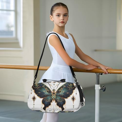 Duffle Bag for Boys or Girls with Shoes Compartment, Luminous Butterfly Sports Travel Bag Overnight3