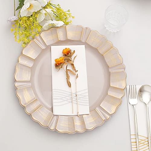 Set de 6 platos cargadores plásticos redondos taupe 13 pulg. miniatura 6