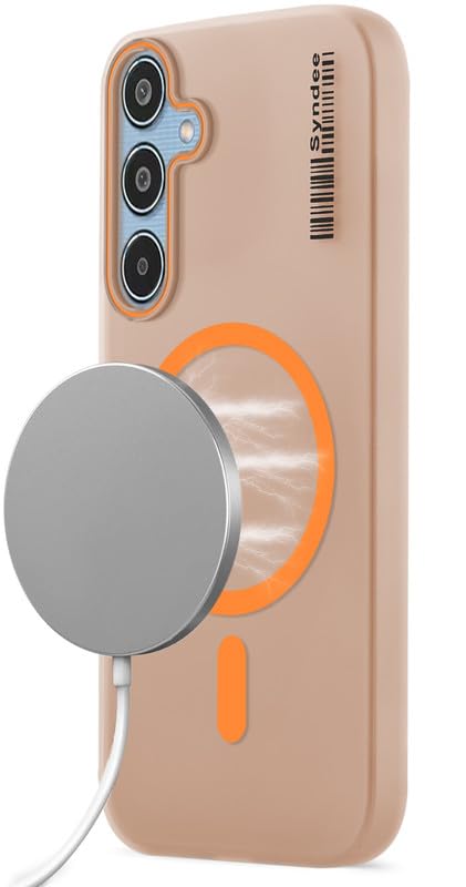 Image of Mr. Case Back Cover for Samsung M35 5G Sleek Frosted Translucent Back Only Compatible with Wireless Magnetic Accessories | Anti-Scratch Shockproof Phone Case - Orange