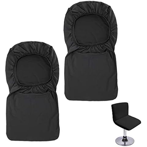 BTSKY 2 Pack Black Bar Stools Slipcovers with Backrest Cover Stretch Chair Cover for Short Swivel Dining Chair Back Chair Bar Stool Chair (No Chairs) Cover