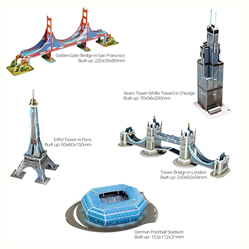 3D Puzzle Pop Out World World Famous Mini Collection Architecture Series, 5 Landmarks In 1 #TOP1
