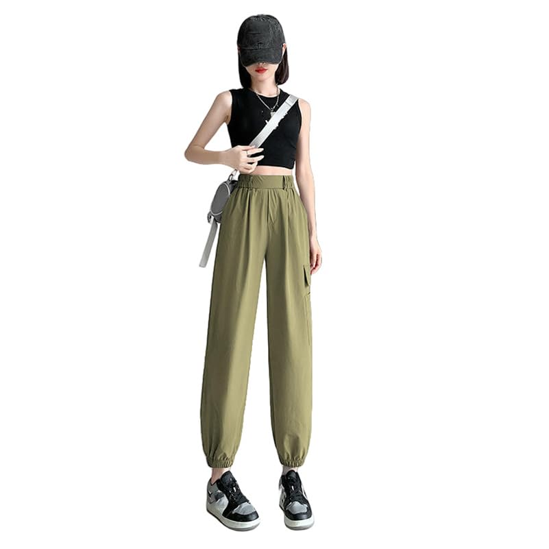 Pantalon cargo de sport femme ample léger taille haute style américain