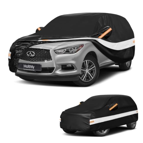 Image of 10 Layers SUV Car Cover Custom Fit for Infiniti QX60 (2013-2026), Waterproof All Weather for Automobiles, Outdoor Full Cover Sun Dust Rain Protection with Cotton. Black