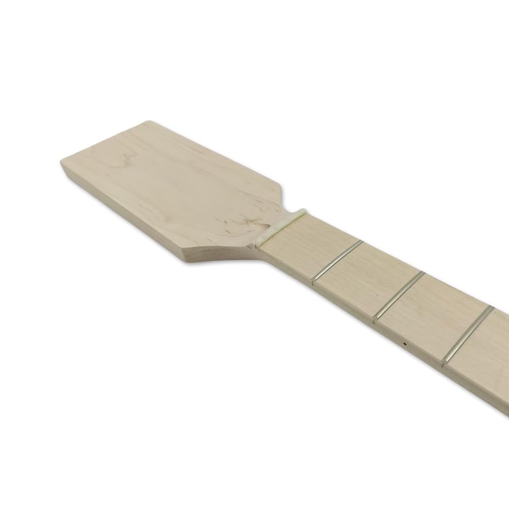 Niedokończona szyjka gitarowa klon duża główka wiosłowa 24 progi 76 cm do wymiany, śruba na pięcie płaska głowica gitarowa szyjka do majsterkowania (kolor drewna)