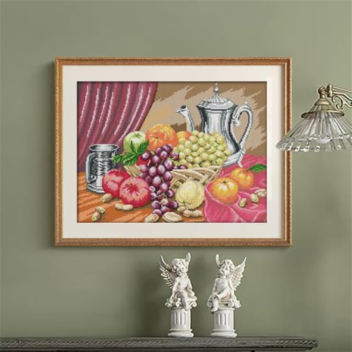 Image of JOYSEWING Printed Cross Stitch Stamped Kits Vegetable & Fruit Printed Pattern Still Life Classic Series Embroidery for Beginners DIY Kitchen Decor-(Still Life Series(11CT) 22.44 x17.72 inches)