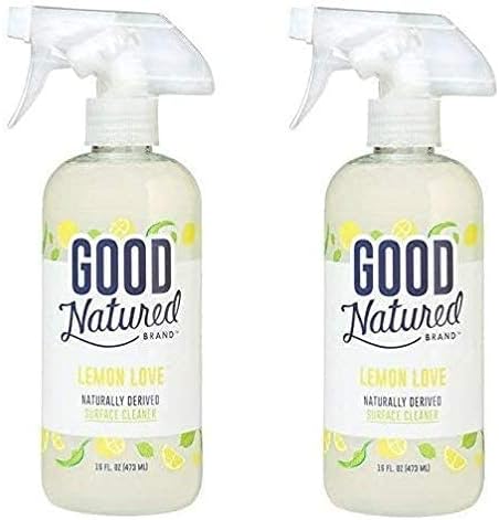 Good Natured Brand All-Purpose Biodegradable Multi-Surface Cleaner | Natural Fresh Scent | Multipurpose Cleaning Spray For Floor, Kitchen Counter, Walls & Toilet | Lemon Love | 16oz 2 Pack