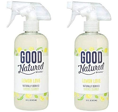 Good Natured Brand All-Purpose Biodegradable Multi-Surface Cleaner | Natural Fresh Scent | Multipurpose Cleaning Spray For Floor, Kitchen Counter, Walls & Toilet | Lemon Love | 16oz (2 Pack)