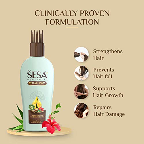 SESA Ayurvedic Strong Roots Hair Care Combo (Oil and Shampoo + Conditioner) | Complete Hair Care Regimen | Hair Oil - 100ml & Shampoo + Conditoner... - Image 4