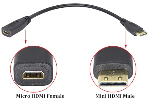 Cable mini HDMI a micro HDMI de 0.2m para proyectar desde cámaras y tabletas 3